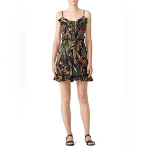 Deby Debo‎ Tropical Printed Rodriguez Ruffled Halter Viscose Romper EUC Size S